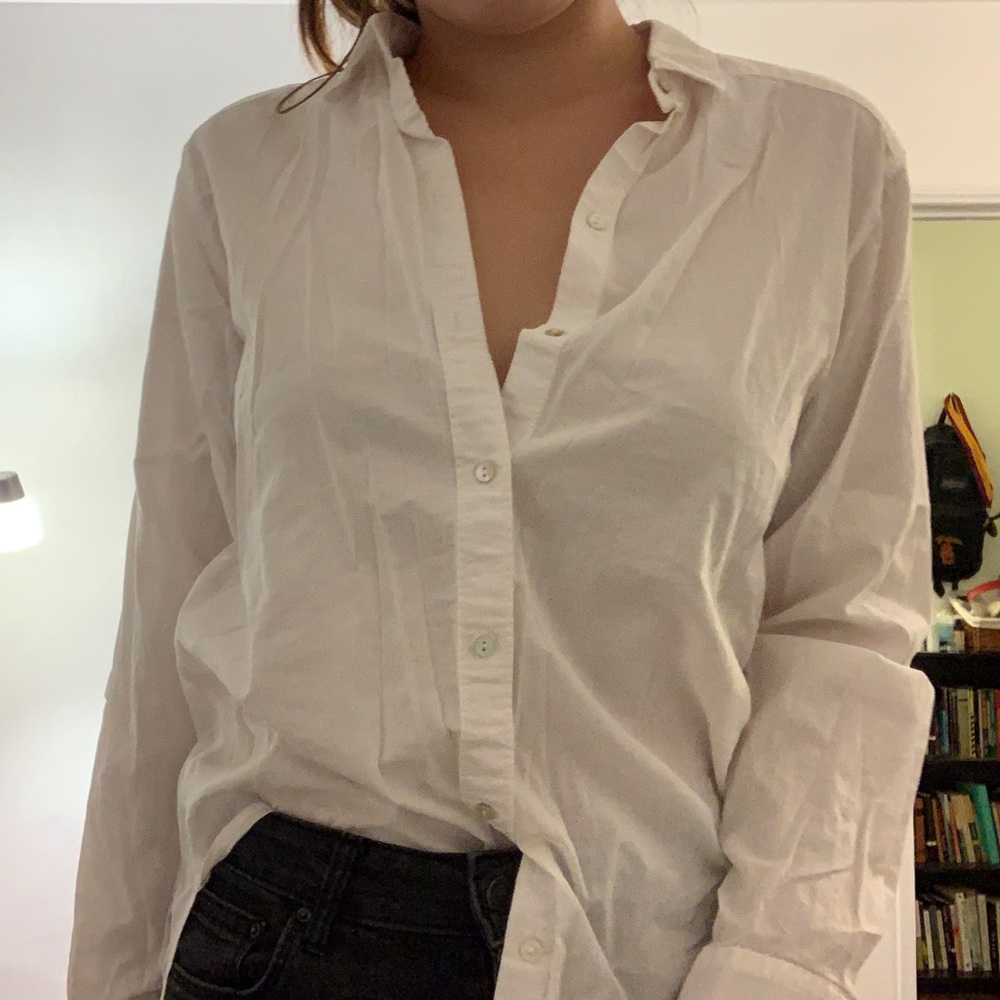 White button up blouse